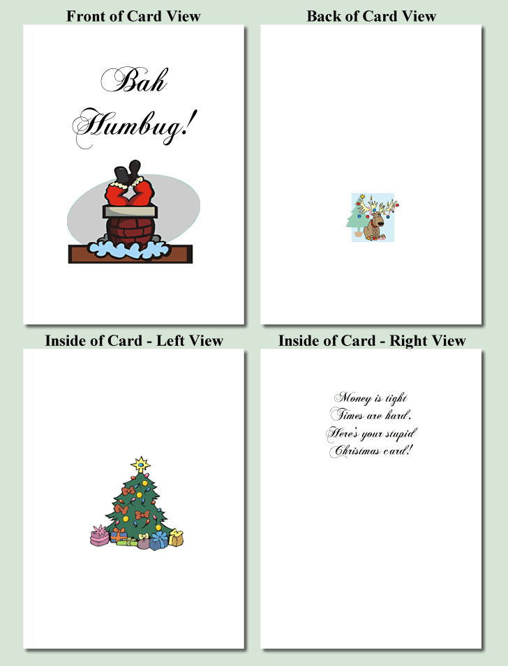 bah humbug design free printable christmas cards