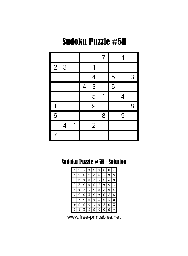 Hard Sudoku Puzzle Five