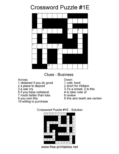 Easy Crossword Puzzle - Topic: Business