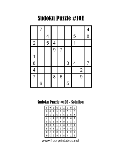 Easy Sudoku Puzzle Ten