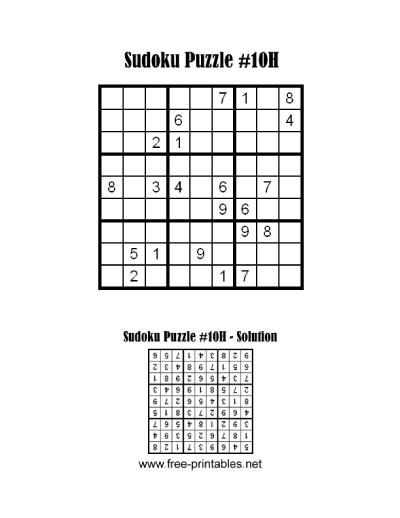 Hard Sudoku Puzzle Ten