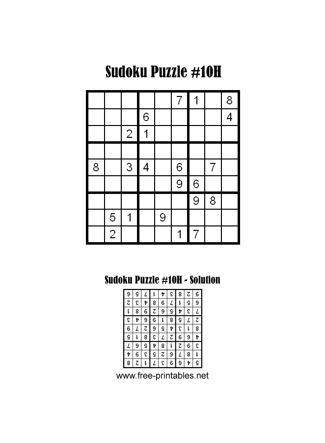 Hard Sudoku Puzzle Ten