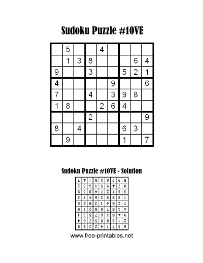 Very Easy Sudoku Puzzle Ten