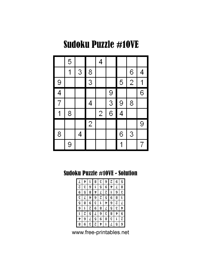 Very Easy Sudoku Puzzle Ten