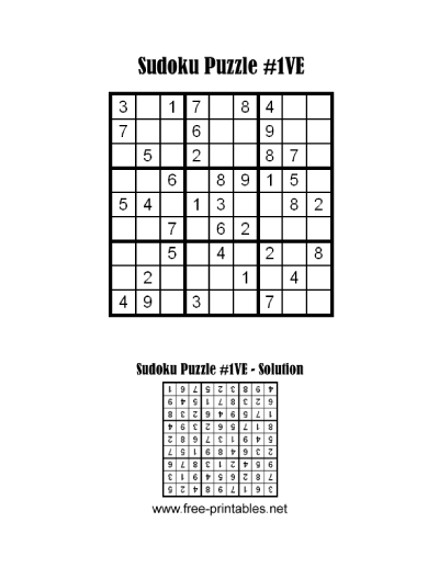 Very Easy Sudoku Puzzle One