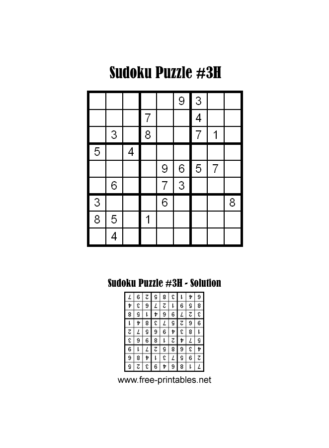 Hard Sudoku Puzzle Three