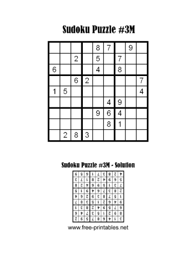 Medium Sudoku Puzzle Three