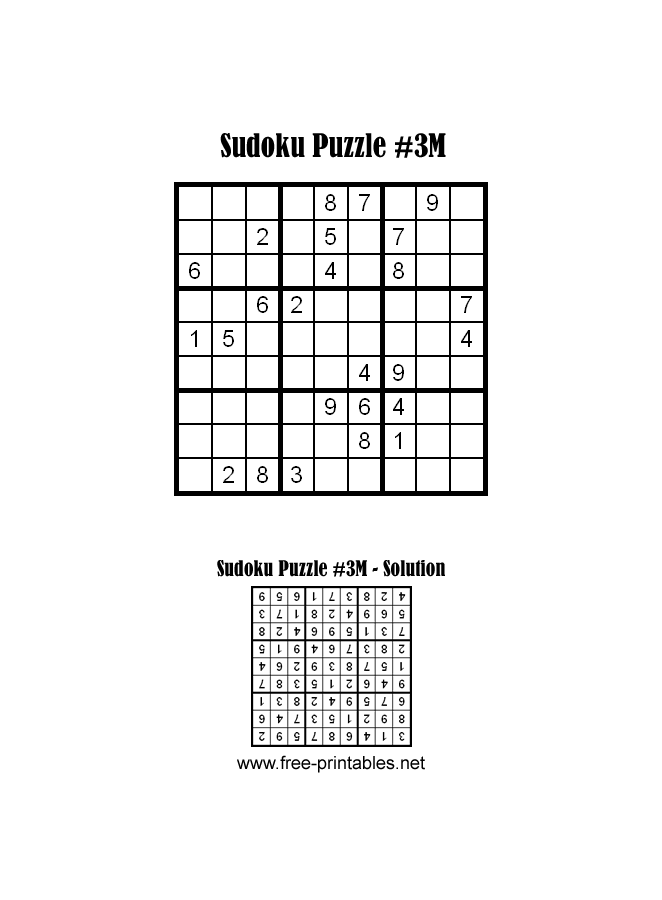 Medium Sudoku Puzzle Three
