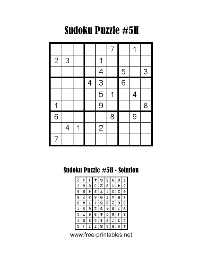 Hard Sudoku Puzzle Five