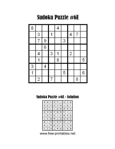 Easy Sudoku Puzzle Six