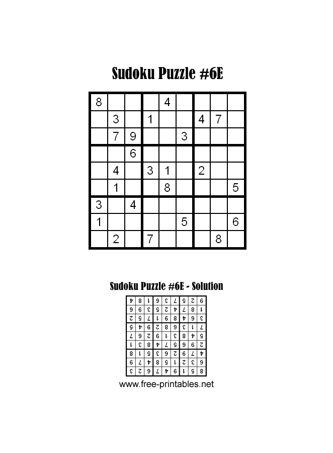 Easy Sudoku Puzzle Six