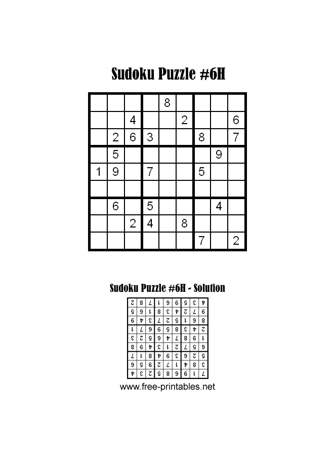 Hard Sudoku Puzzle Six
