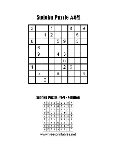 Medium Sudoku Puzzle Six