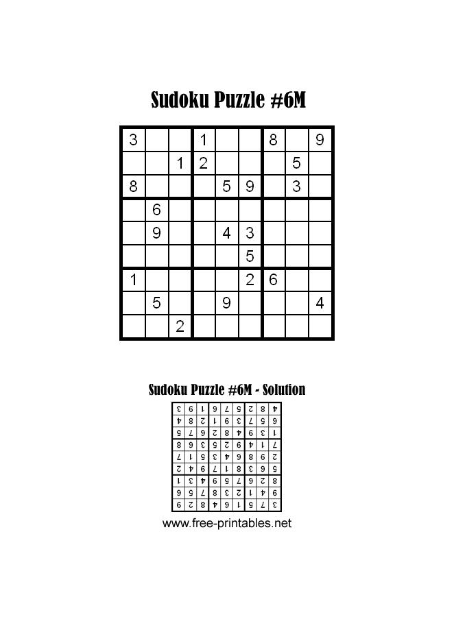 Medium Sudoku Puzzle Six