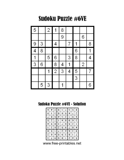 Very Easy Sudoku Puzzle Six