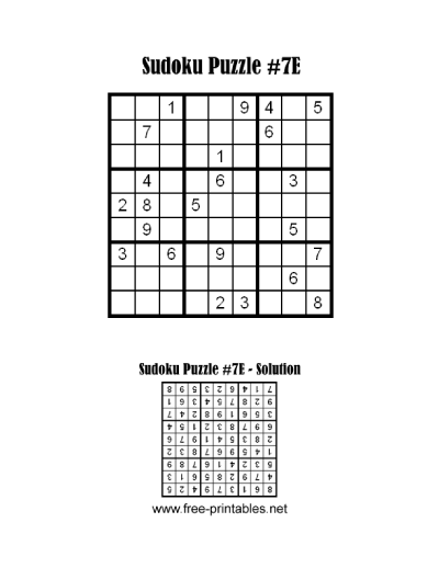 Easy Sudoku Puzzle Seven