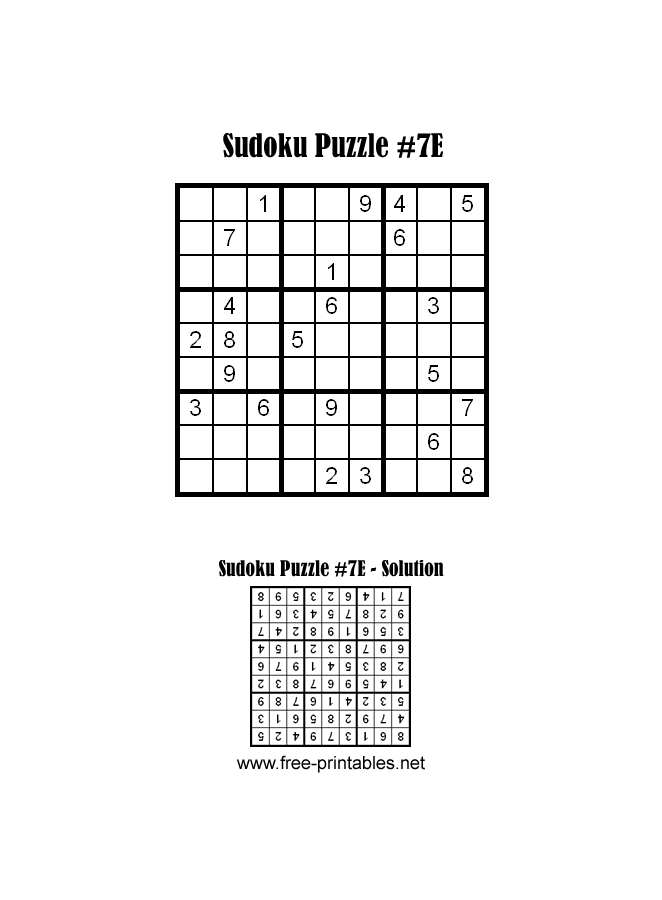 Easy Sudoku Puzzle Seven