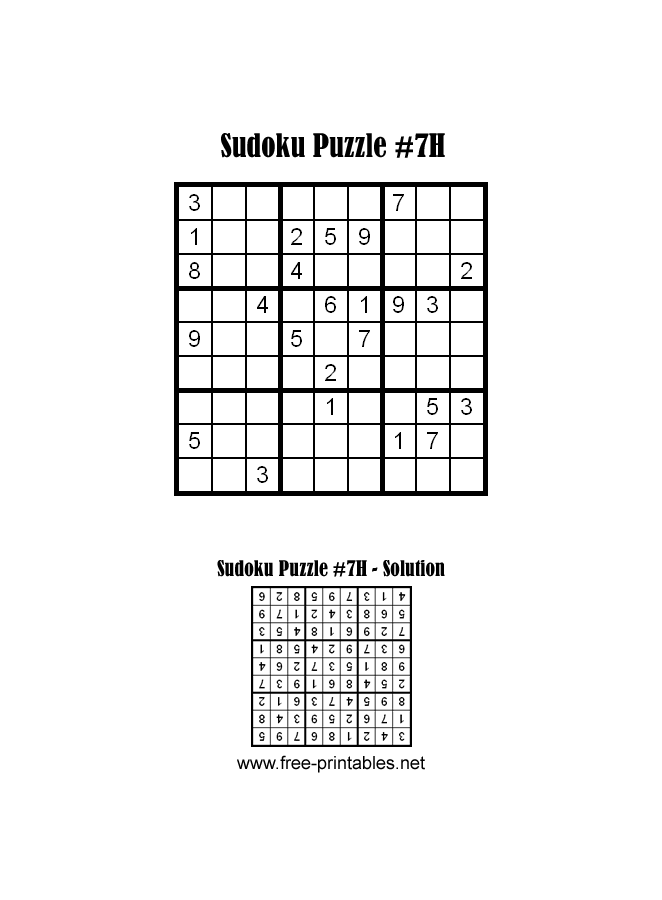 Hard Sudoku Puzzle Seven
