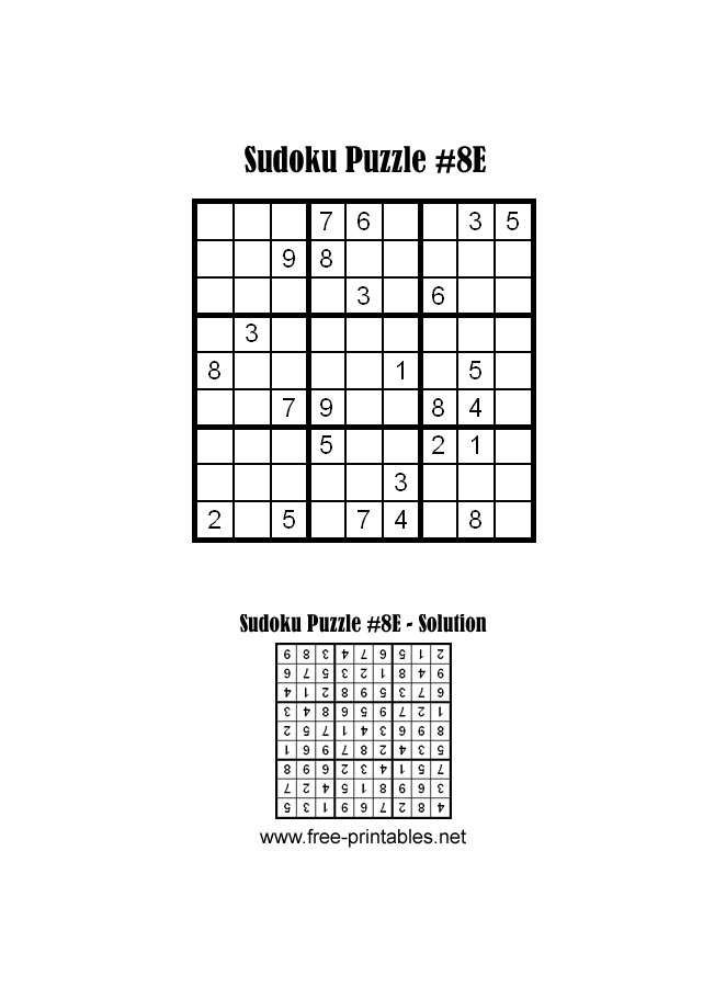 Easy Sudoku Puzzle Eight