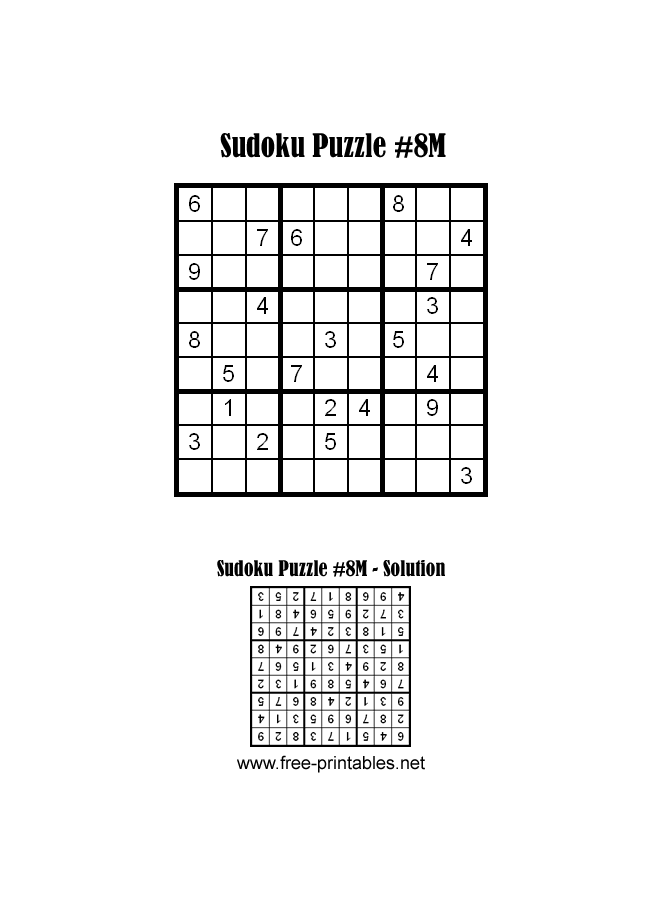 Medium Sudoku Puzzle Eight
