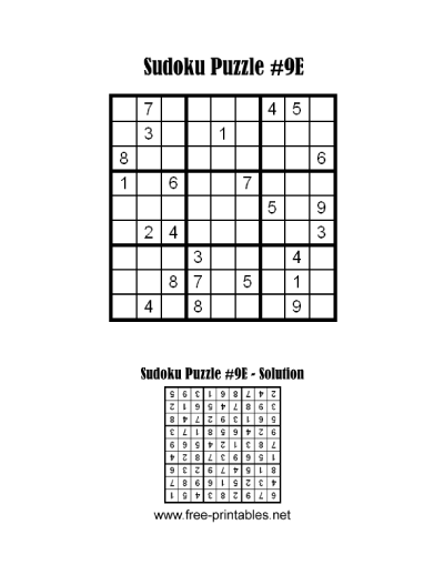Easy Sudoku Puzzle Nine