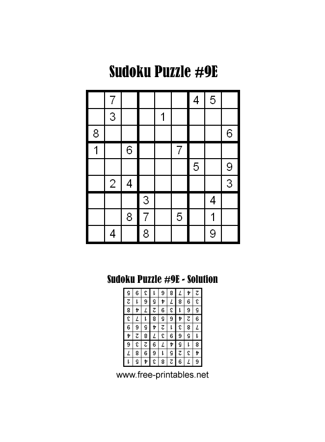 Easy Sudoku Puzzle Nine