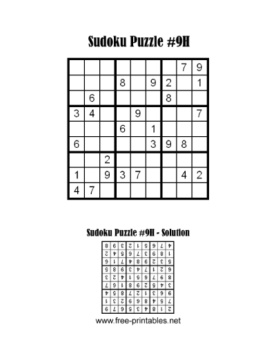 Hard Sudoku Puzzle Nine
