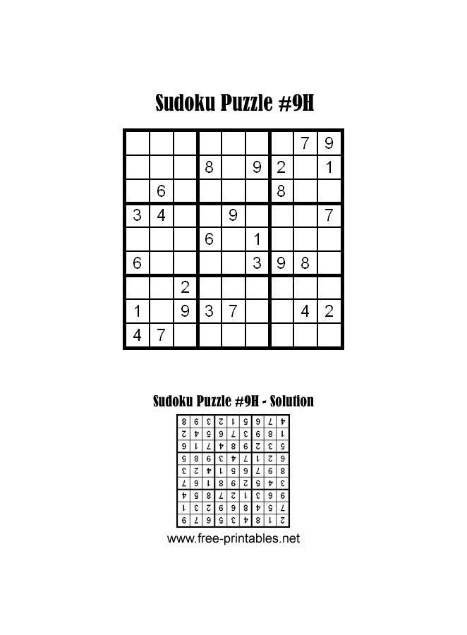 Hard Sudoku Puzzle Nine