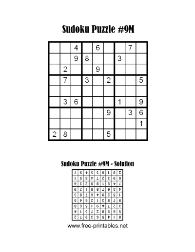 Medium Sudoku Puzzle Nine