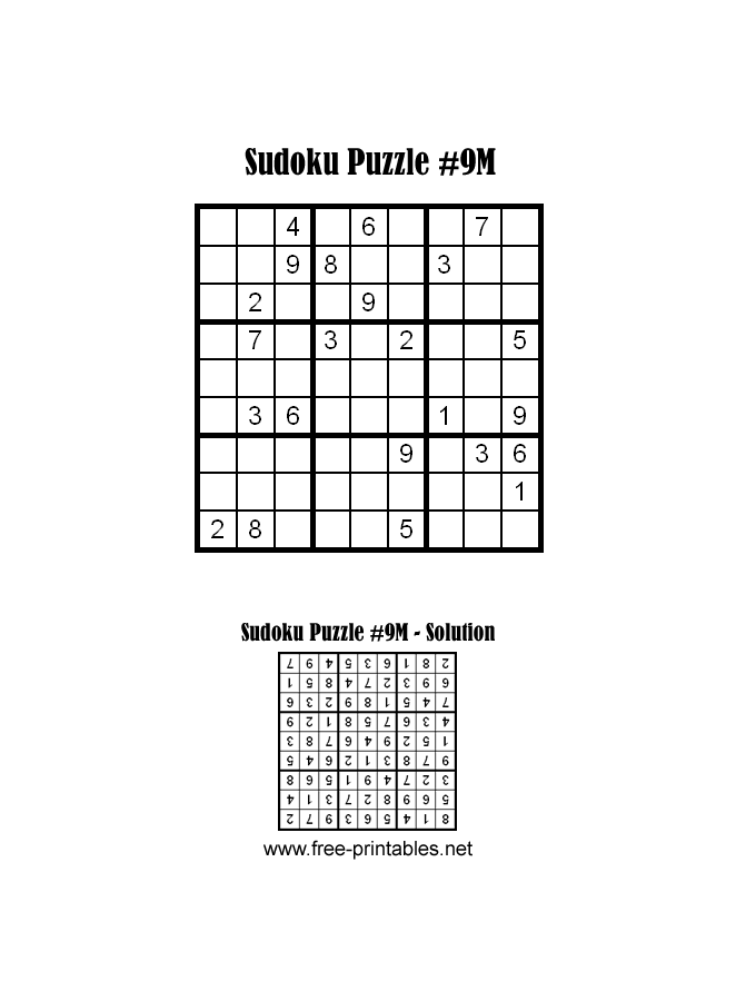 Medium Sudoku Puzzle Nine