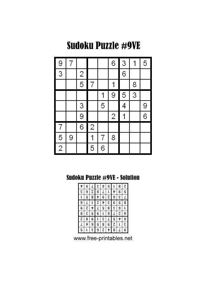 Very Easy Sudoku Puzzle Nine