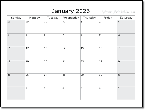 Free 2026 Printable Monthly Calendar Planners