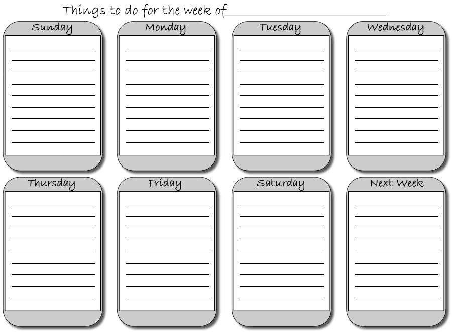 Weekly planner printable template