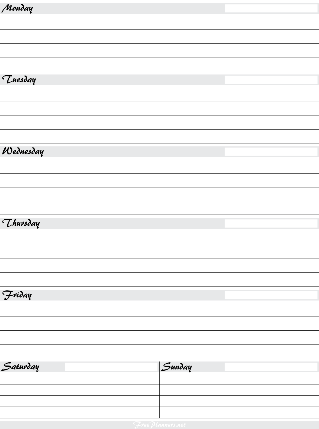 Free Printable Weekly Planners Printable Weekly Planner 