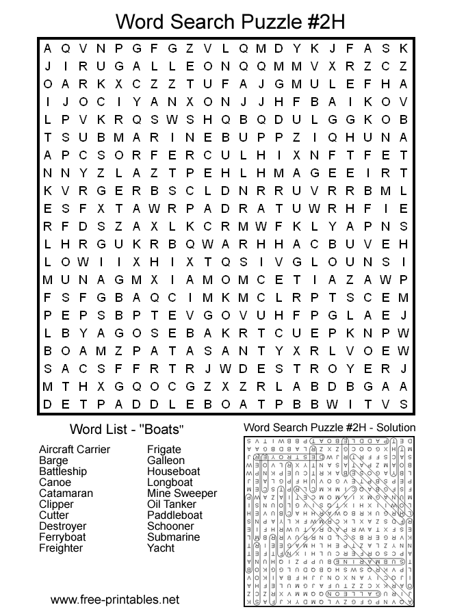 Hard Word Searches Printable Word Searches